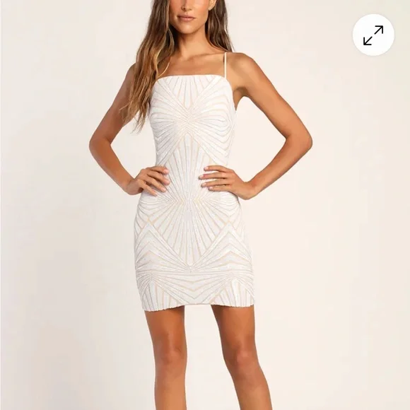 Lulu's Lost In Your Eyes White Sequin Bodycon Mini Dress -NWT - Picture 6 of 9